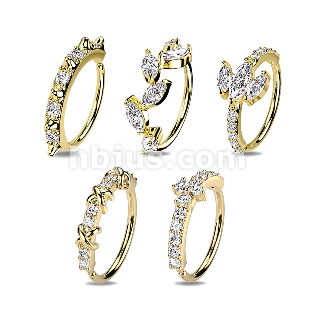 20 Pcs Pre Loaded Mixed Styles CZ Paved Nose Hoop Rings Pack (5 Styles X 4 Pcs) - Image 2