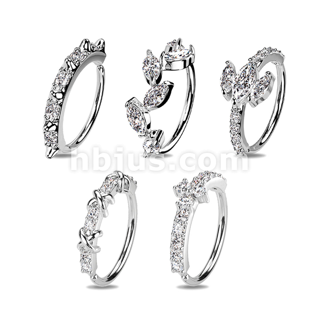 20 Pcs Pre Loaded Mixed Styles CZ Paved Nose Hoop Rings Pack (5 Styles X 4 Pcs) - Image 4