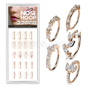 20 Pcs Pre Loaded Mixed Styles CZ Paved Nose Hoop Rings Pack (5 Styles X 4 Pcs) - Image 5