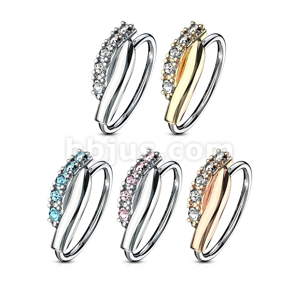 20 Pcs Pre LoadedLined CZ Set Twisted Bar 316L Surgical Steel Nose Hoop Rings Pack (5 Colors x 4 Pcs) - Image 2