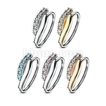 20 Pcs Pre LoadedLined CZ Set Twisted Bar 316L Surgical Steel Nose Hoop Rings Pack (5 Colors x 4 Pcs) - Image 2