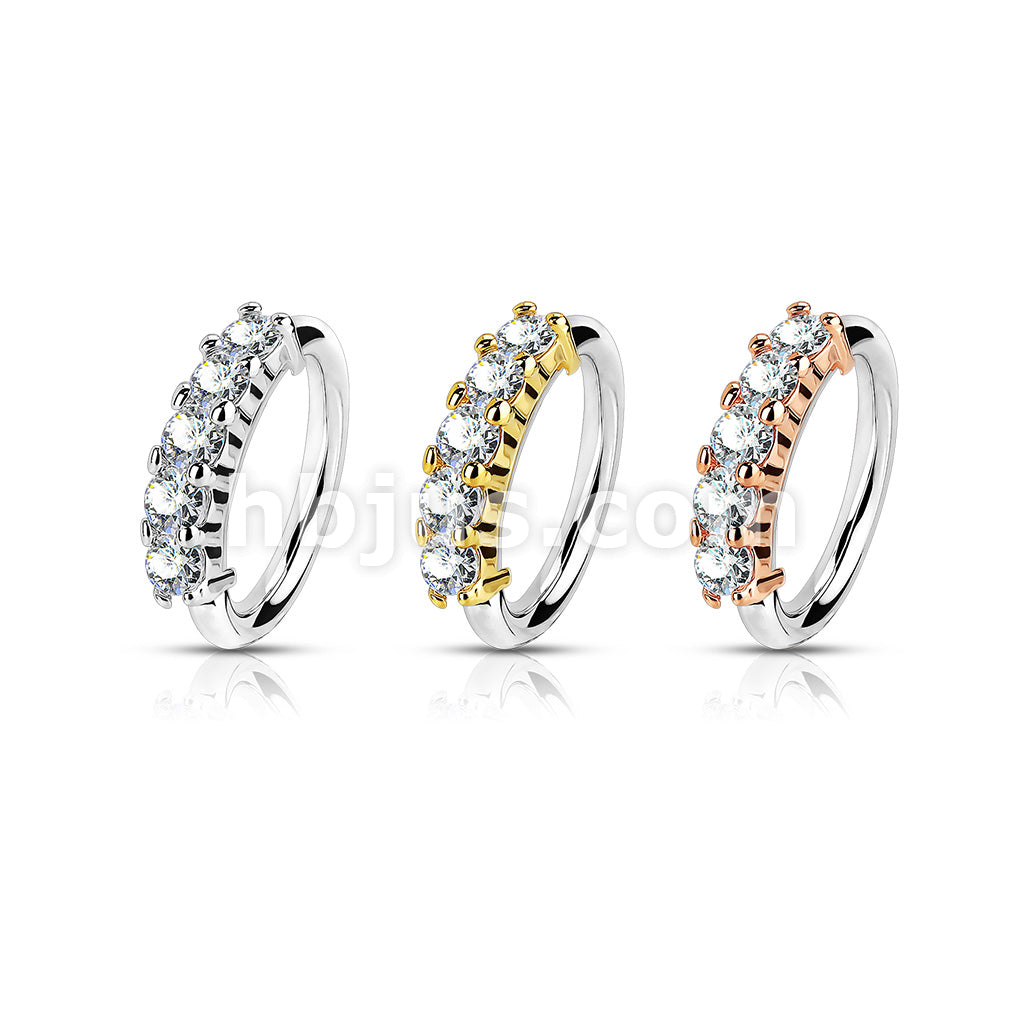20 Pcs Pre Loaded Perfectly Annealed Bendable 5 Lined CZ 316L Surgical Steel Hoop Ring Pack - Image 2
