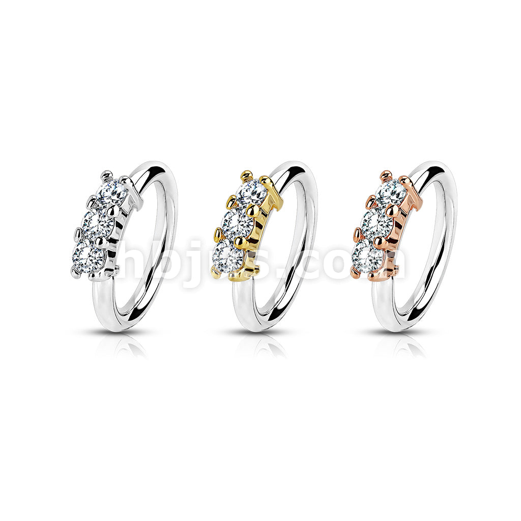 20 Pcs Pre Loaded Perfectly Annealed Bendable 3 Lined CZ 316L Surgical Steel Hoop Ring Pack - Image 2