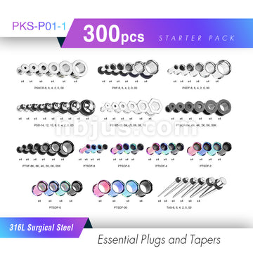 Starter Pack 300 Pcs 316L Surgical Steel Essential Plugs and Taper Pre Assorted Best Sellers - Image 2