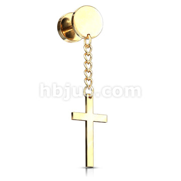 316L Surgical Steel Cross on Chain Dangle 16 Gauge 316L Surgical Steel... - Image 3