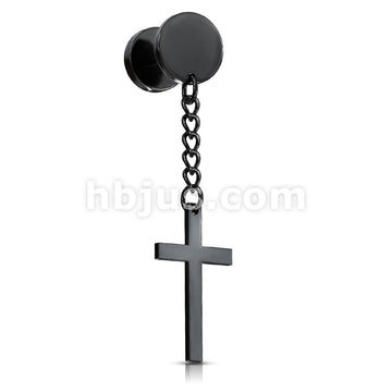 316L Surgical Steel Cross on Chain Dangle 16 Gauge 316L Surgical Steel... - Image 4