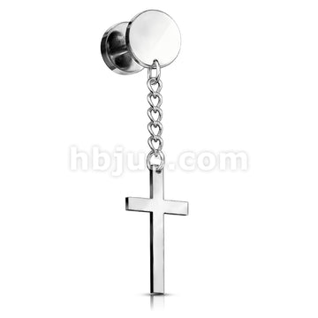 316L Surgical Steel Cross on Chain Dangle 16 Gauge 316L Surgical Steel... - Image 5