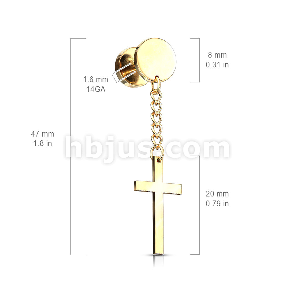 316L Surgical Steel Cross on Chain Dangle 16 Gauge 316L Surgical Steel... - Image 6