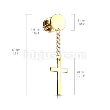 316L Surgical Steel Cross on Chain Dangle 16 Gauge 316L Surgical Steel... - Image 6