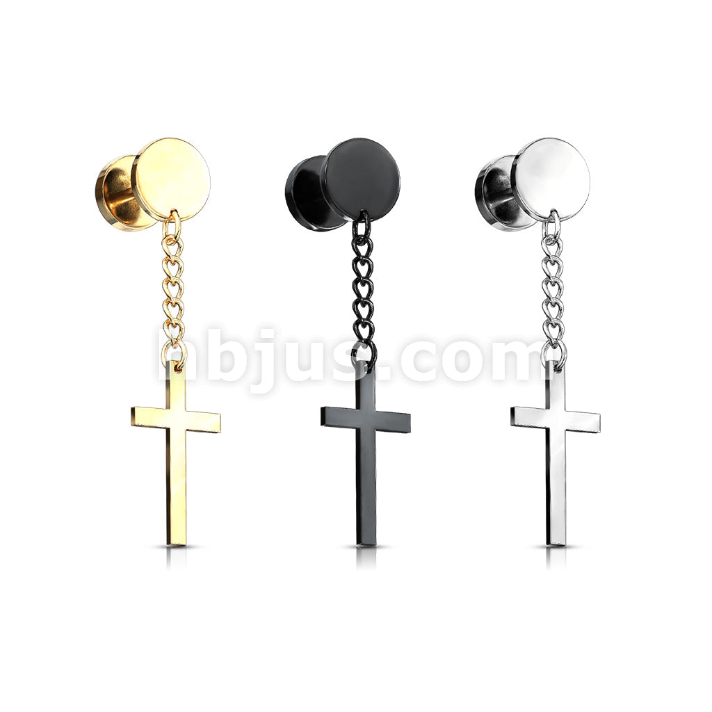 316L Surgical Steel Cross on Chain Dangle 16 Gauge 316L Surgical Steel... - Image 7