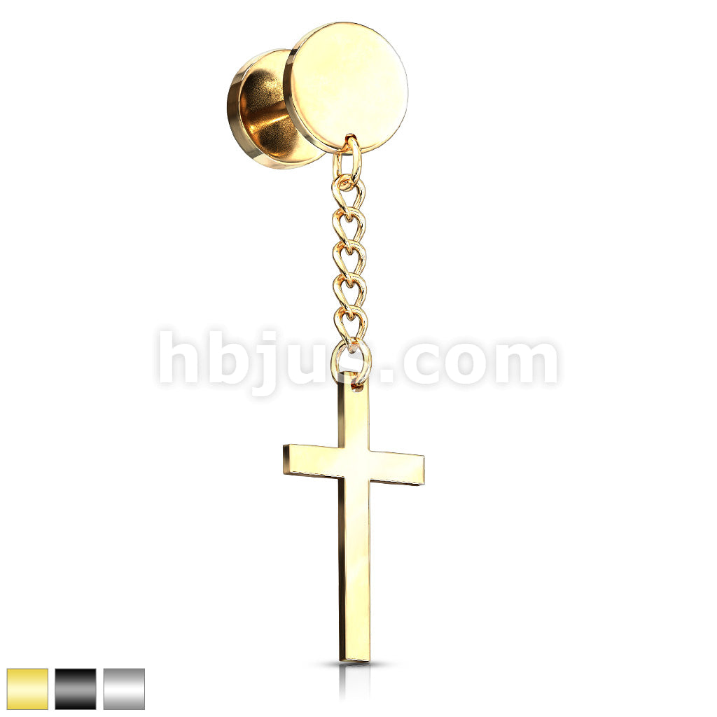 316L Surgical Steel Cross on Chain Dangle 16 Gauge 316L Surgical Steel... - Image 2
