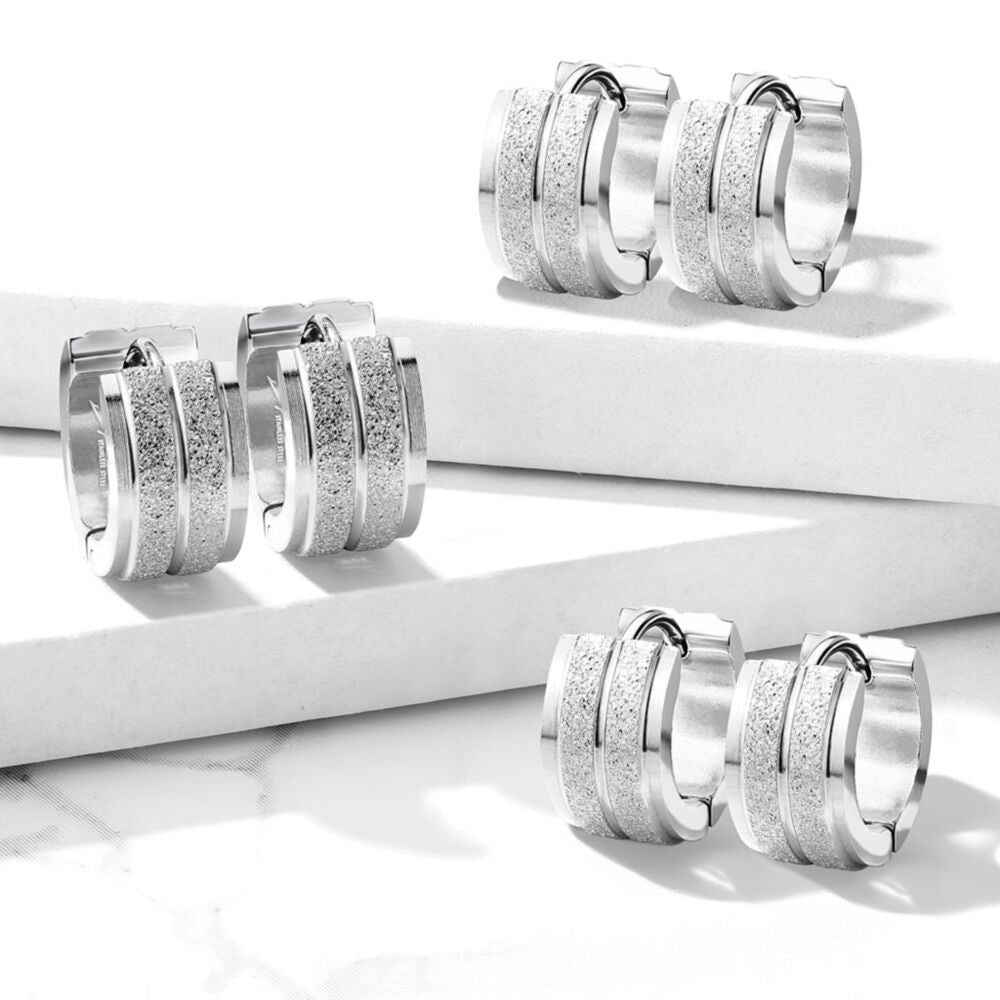 Pair of Sandblasted Center with Grooved Line and Stepped Edges...