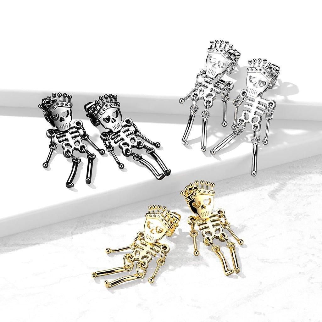 Pair of 316L Surgical Steel Skeleton Dangle StudEarrings