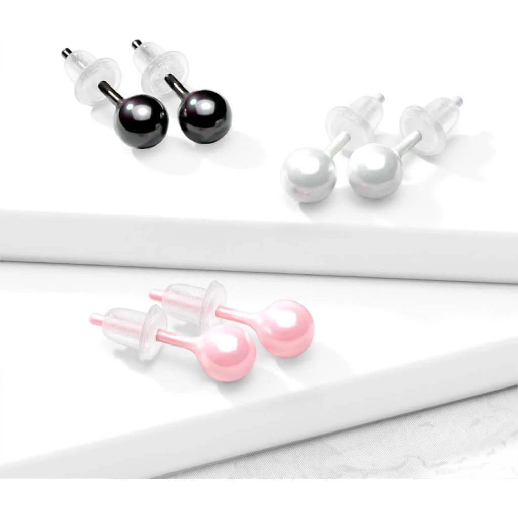 Pair of All Ceramic Ball Stud Earrings