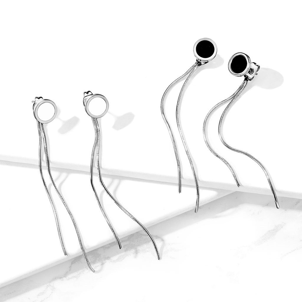 Pair of Enamel Filled Circle 316L Stainless Steel Stud Earrings with...