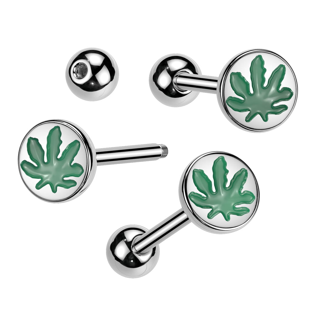 Pot Leaf 316L Surgical Steel Barbell