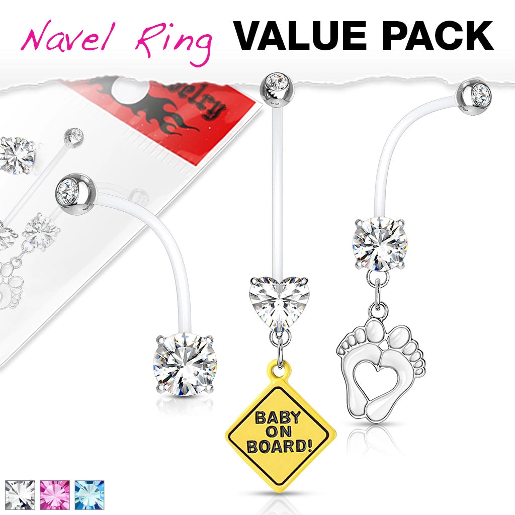 Pregnancy Belly Rings Bioflex With 316L Surgical Steel Balls