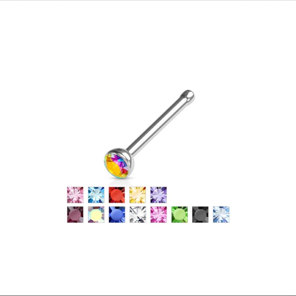 Press Fit Gem Set Ball 316L Surgical Steel Nose Stud Rings