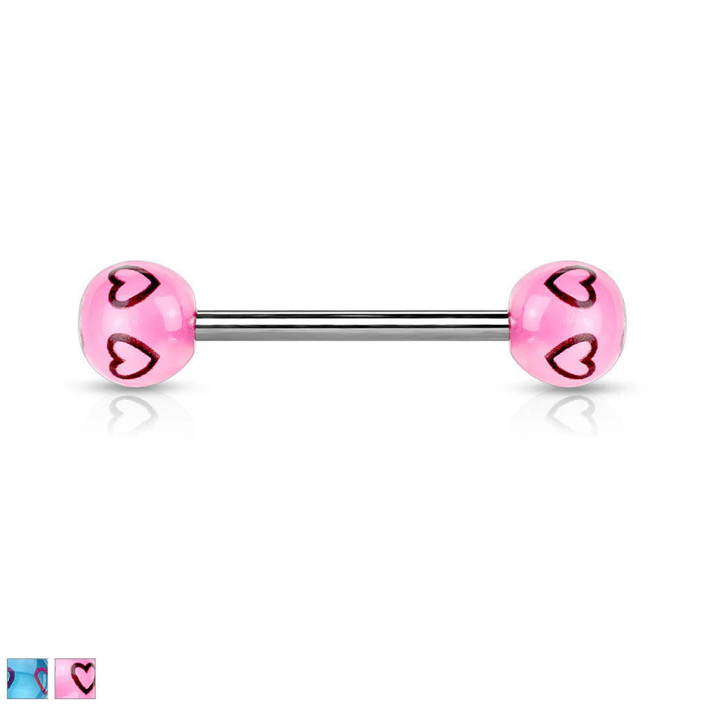 Printed Multi Heart Balls 316L Barbell