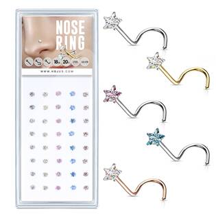 Prong Set Star CZ Top 316L Surgical Steel Nose Screw