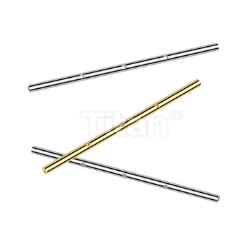 Implant Grade Titanium Internally Threaded Industrial Barbell Pins With 3 Threaded Holes on Bar
