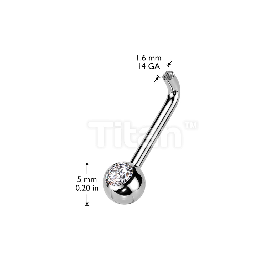 Implant Grade Titanium Internally Threaded L Bent Christina Piercing Barbell With Pressed Fit Gem End - Image 4