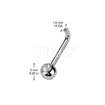 Implant Grade Titanium Internally Threaded L Bent Christina Piercing Barbell With Pressed Fit Gem End - Image 4