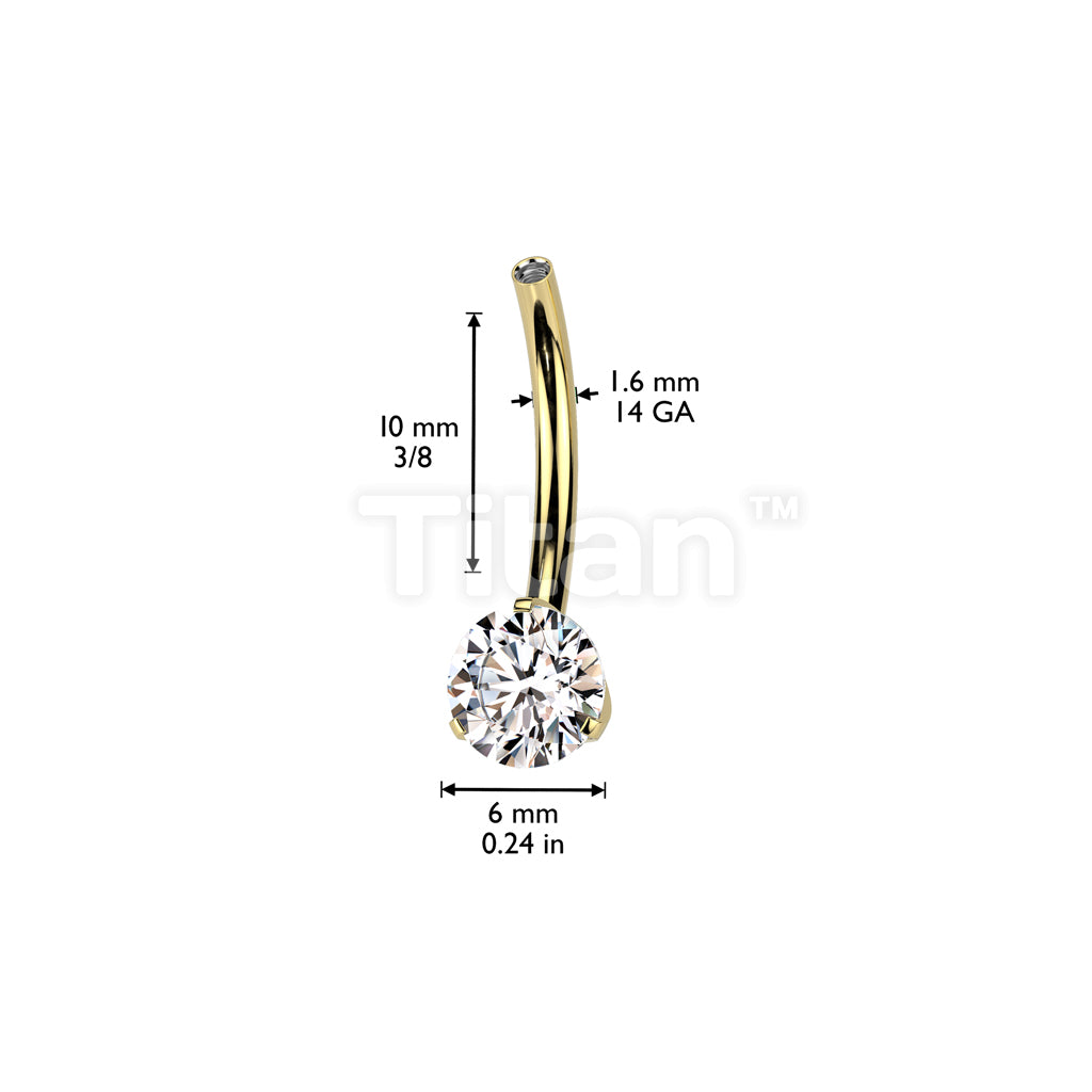 Implant Grade Titanium Internally Threaded Belly Button Pin With One Fixed Prong Set CZ - Image 4