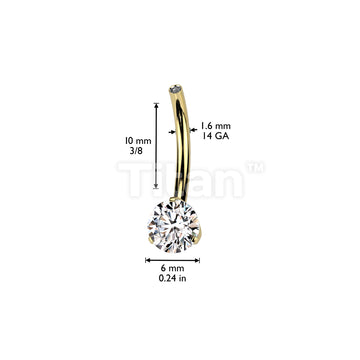 Implant Grade Titanium Internally Threaded Belly Button Pin With One Fixed Prong Set CZ - Image 4