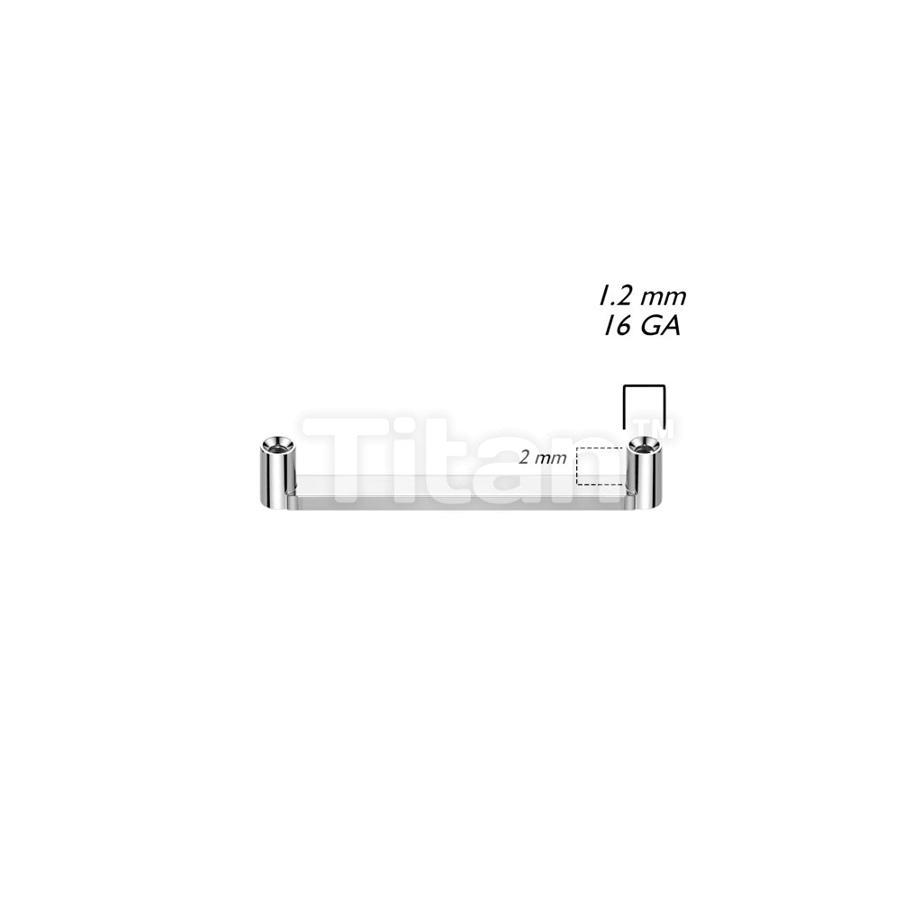 Implant Grade Titanium Internally Threaded Flat Surface Barbell With 2mm Rise Posts. - Image 3