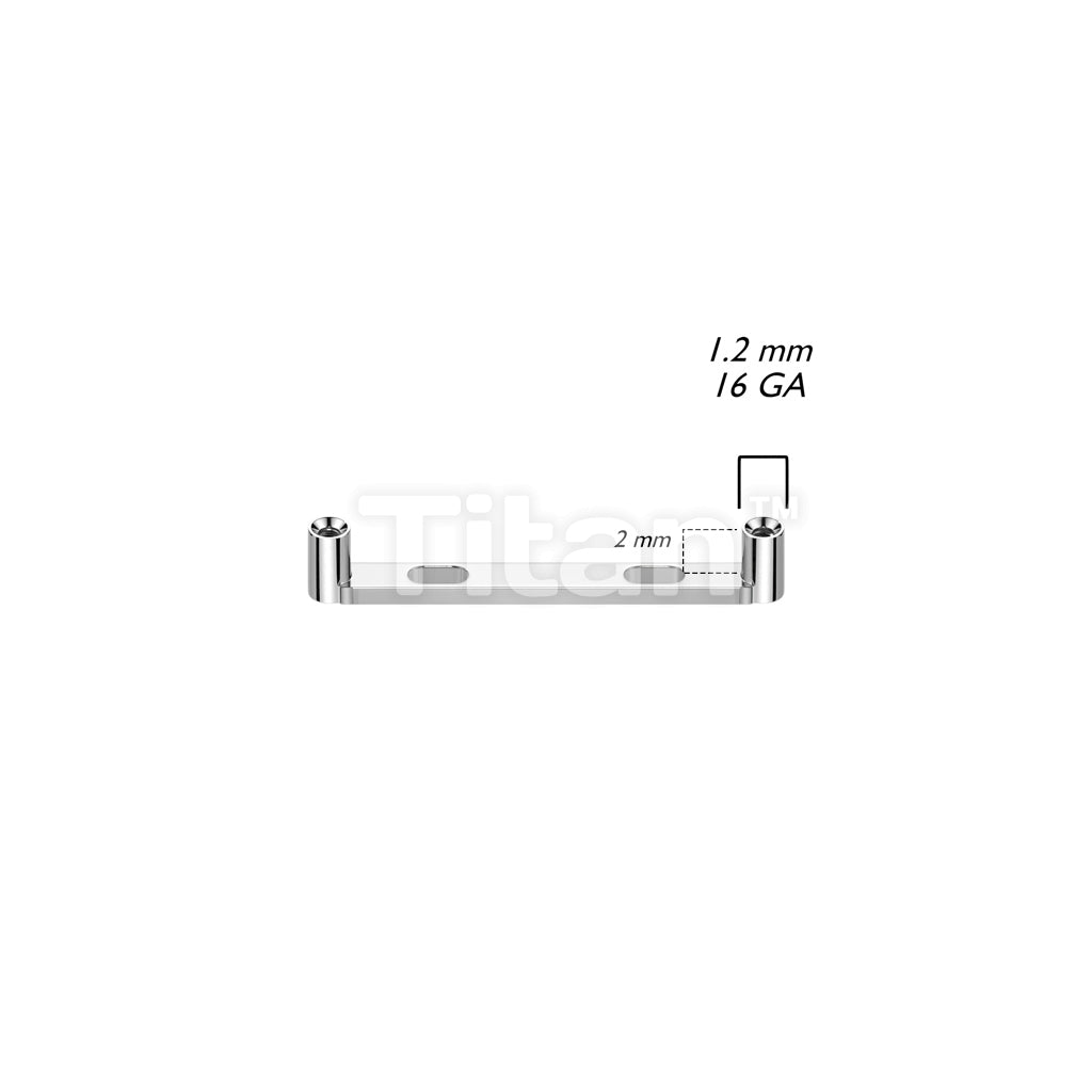 Implant Grade Titanium Internally Threaded Flat Surface Barbell With 2mm Rise and 2 Holes - Image 3