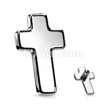 10 pc Pack Flat Cross 316L Surgical Steel Internally Threaded Top Parts - Image 6