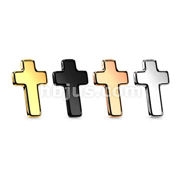 10 pc Pack Flat Cross 316L Surgical Steel Internally Threaded Top Parts - Image 7