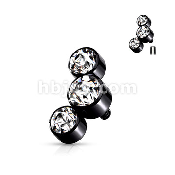 Triple Round Jewel Bezel Set 316L Surgical Steel Internally Threaded... - Image 6
