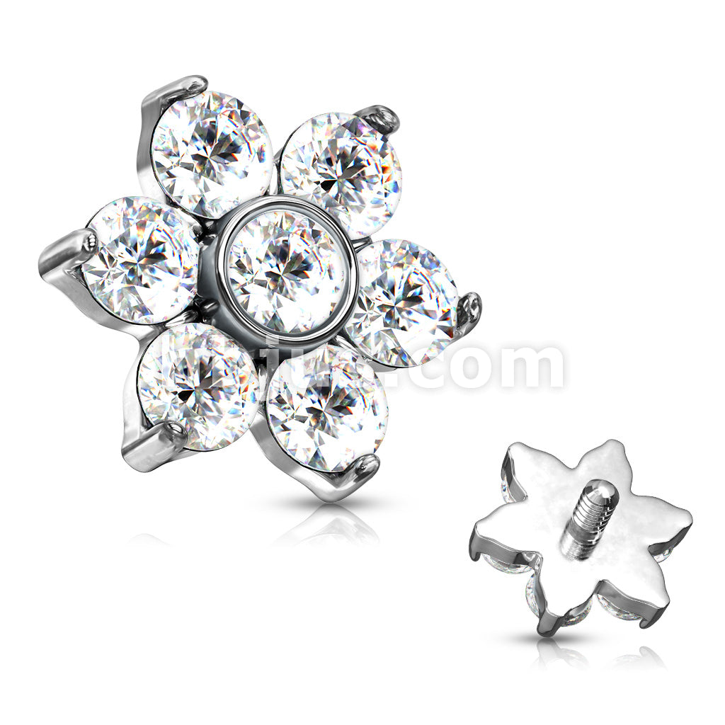Zircon Prong Set Flower 316L Surgical Steel Internally Threaded Top... - Image 4