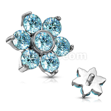 Zircon Prong Set Flower 316L Surgical Steel Internally Threaded Top... - Image 6