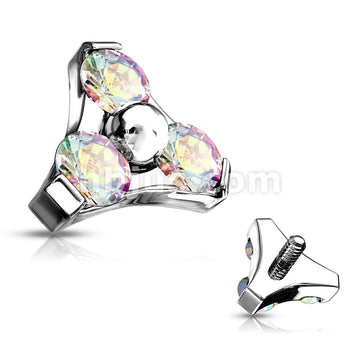 3 CZ Set Triangle 316L Surgical Steel Internally Threaded Top Parts - Image 3
