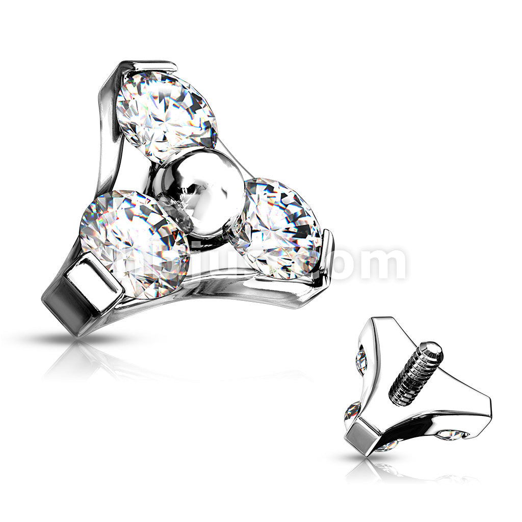 3 CZ Set Triangle 316L Surgical Steel Internally Threaded Top Parts - Image 4