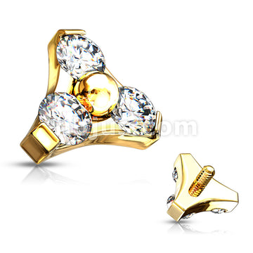 3 CZ Set Triangle 316L Surgical Steel Internally Threaded Top Parts - Image 8