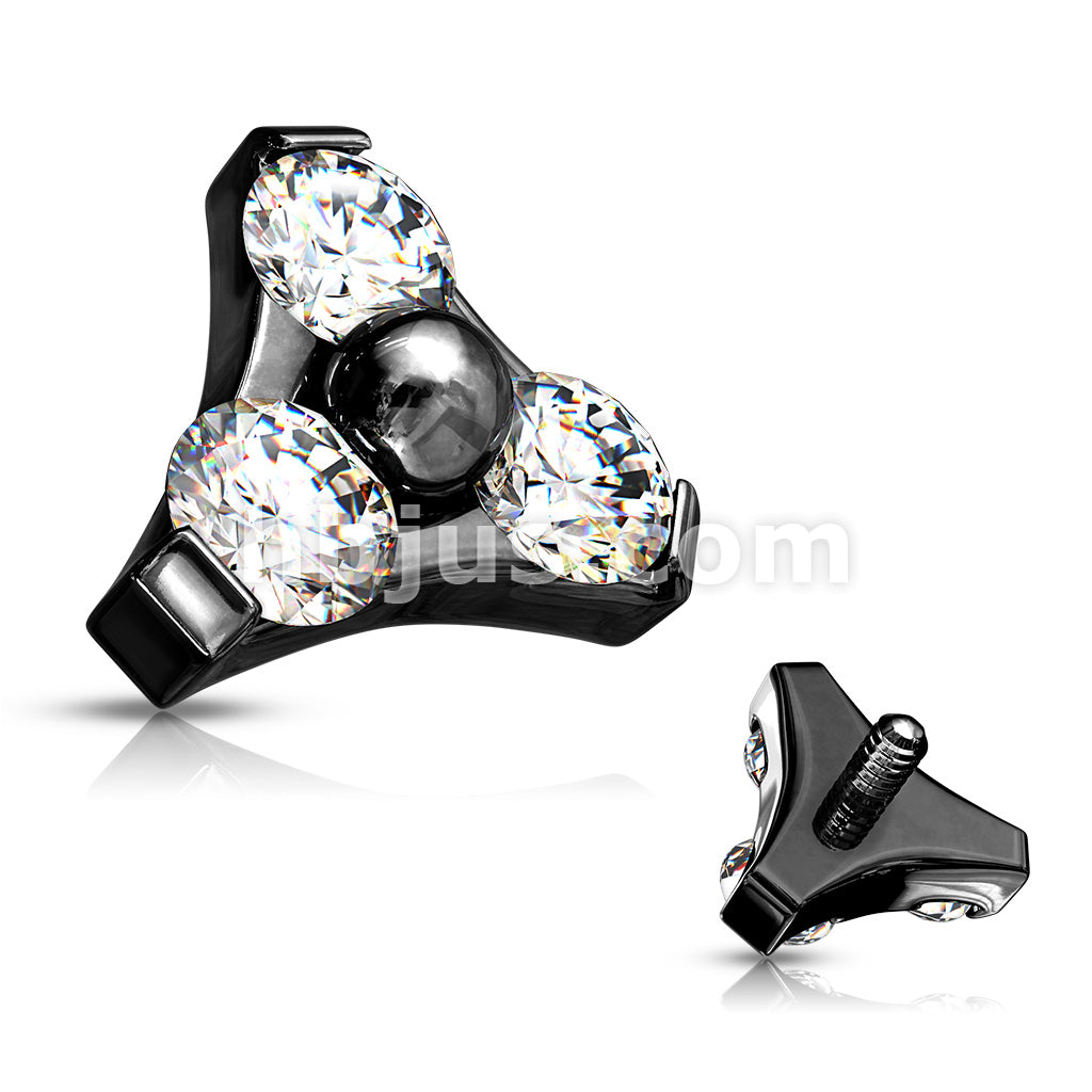 3 CZ Set Triangle 316L Surgical Steel Internally Threaded Top Parts - Image 9