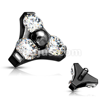 3 CZ Set Triangle 316L Surgical Steel Internally Threaded Top Parts - Image 9