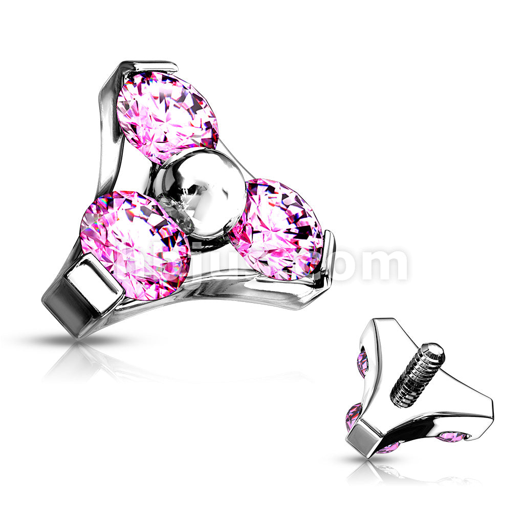 3 CZ Set Triangle 316L Surgical Steel Internally Threaded Top Parts - Image 5