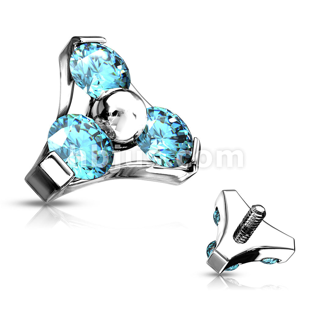 3 CZ Set Triangle 316L Surgical Steel Internally Threaded Top Parts - Image 6