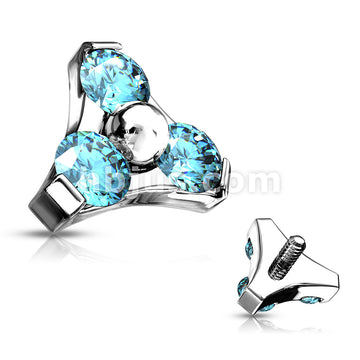 3 CZ Set Triangle 316L Surgical Steel Internally Threaded Top Parts - Image 6