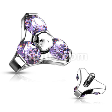 3 CZ Set Triangle 316L Surgical Steel Internally Threaded Top Parts - Image 7