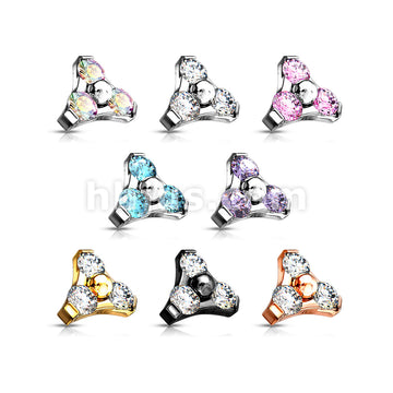 3 CZ Set Triangle 316L Surgical Steel Internally Threaded Top Parts - Image 11