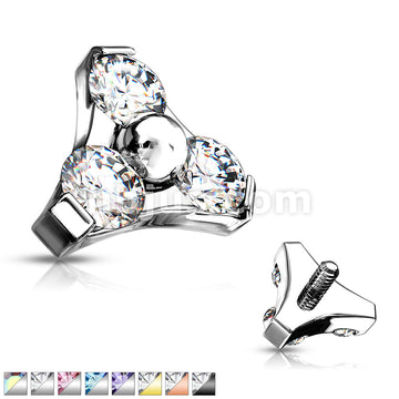 3 CZ Set Triangle 316L Surgical Steel Internally Threaded Top Parts - Image 2