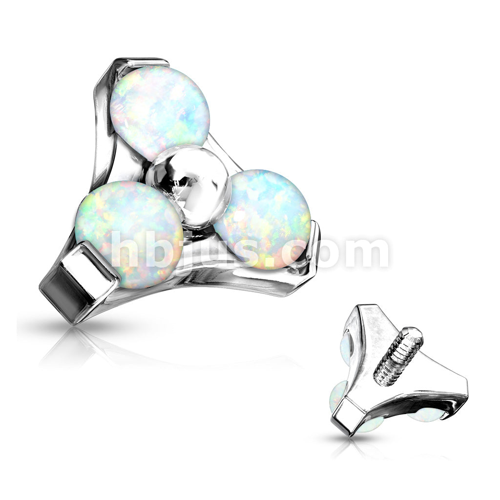 Three Opal Set Triangle 316L Surgical Steel Internally Threaded Top Parts - Image 4