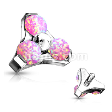 Three Opal Set Triangle 316L Surgical Steel Internally Threaded Top Parts - Image 5