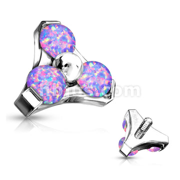 Three Opal Set Triangle 316L Surgical Steel Internally Threaded Top Parts - Image 6